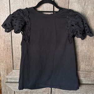 EXPRESS Dainty Black short sleeve blouse
